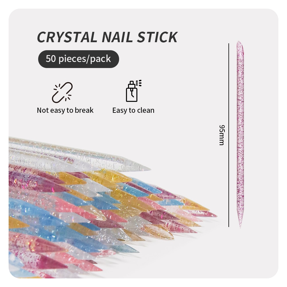 Crystal Press Tool - 50 pçs empurrador de cutícula do