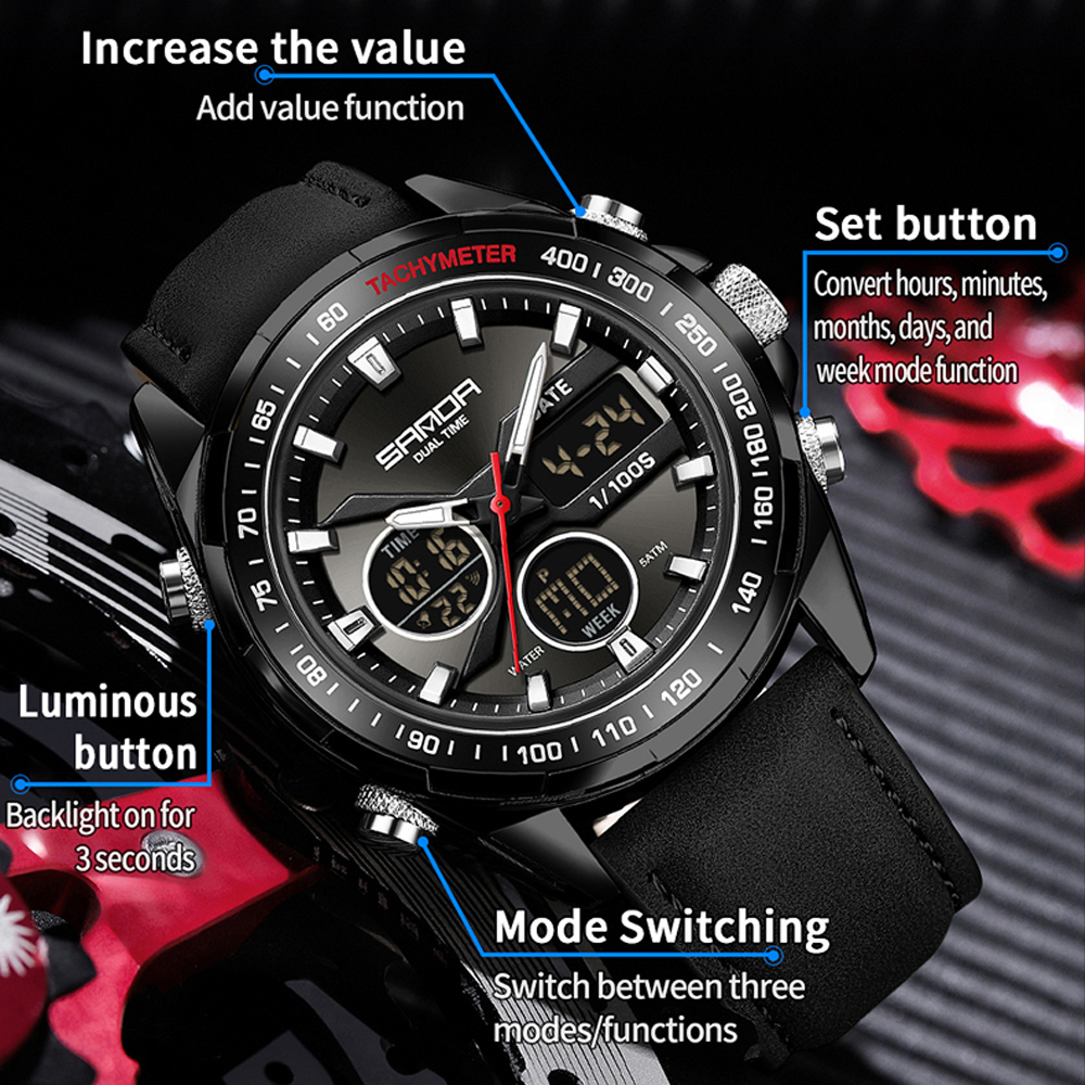 Sanda luxo cronógrafo relógio  - Smartwatch Branded Watches For Men avaliação e preço